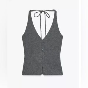 Zara Halter Charcoal Halter Top Size Small